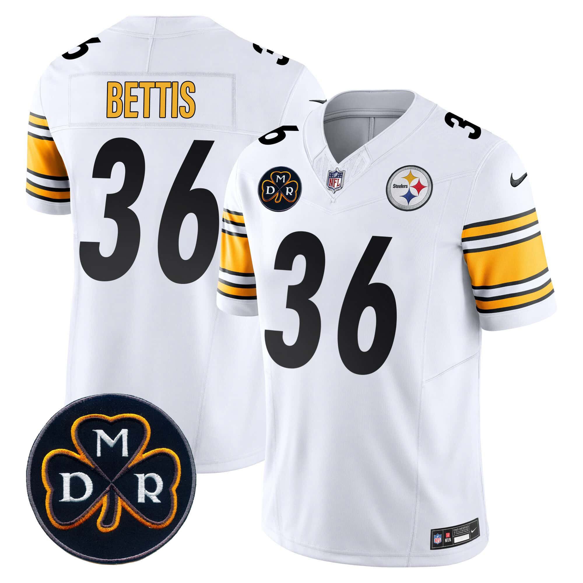 Men Pittsburgh Steelers #36 Bettis White 2024 Nike DMR Patch Vapor Limited NFL Jersey